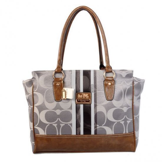 Coach Candace In Signature Medium Grey Satchels BFN - Click Image to Close